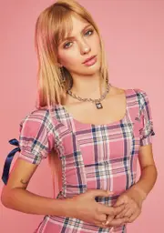 [Sugar Thrillz] French Exchange Plaid Crop Top