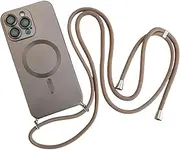 Crossbody Lanyard Magnetic Case for iPhone 16 15 14 13 12 11 Pro Max Plus X Xs Xr Soft TPU Camera Protection Cover(for iPhone 13 Pro/Gray Brown)