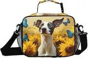 Insulated Lunch Box Greyhound Dog Sunflower for Women Men - Ideal for Work, Picnics - Includes Adjustable Shoulder Strap