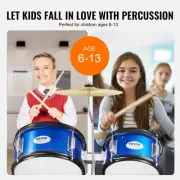 5-Piece Kids Drum Kit with Adjustable Throne and Cymbals - Blue