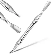 Alaoo Cuticle Pusher with Fork, 2-in-1 Stainless Steel Metal Spatula, Cuticle Pusher, Dual Ends Cuticle Fork, Professional Nail Pusher Spatula Pusher for Processing Cuticle, Manicure, Pedicure (A)