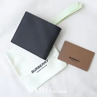 [現貨] BURBERRY 男用 短夾 皮夾 經典格紋零錢袋短夾/鐵灰 5045558483177