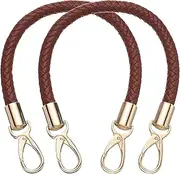 uxcell 2 Pcs Leather Purse Strap, 15.7 Inch PU Leather Braided Purse Replacement Shoulder Strap for Handbags with Buckle for DIY Handbag Purse Making, Brown