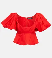 [Oscar de la Renta] Oscar de la Renta Peplum cotton crop top AU 10 red