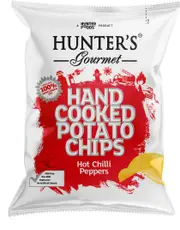 Hunter's Hand Cooked Potato Chips Hot Chilli Peppers G/F 125g