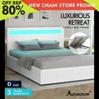 ALFORDSON Bed Frame Double Size RGB LED Gas Lift Base Platform Storage White