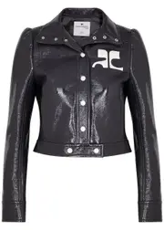 Courrèges Logo Cropped Vinyl Jacket - Grey - 38 (UK10 / S) 38 (UK10 / S)