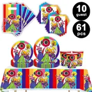 Rainbow Friends Theme Party 10 Guest Tableware Value Pack Plates Cups Naplkins Tablecloth Gift Bags
