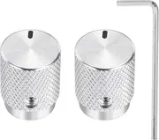 uxcell 2 Pcs Aluminium Potentiometer Knobs, 1/4"(6mm) IDx1/2(12.5mm) ODx5/8(16mm) Height Universal Volume Tone Control Knobs for Guitar, Bass, Oval Indicator, Bright Silver