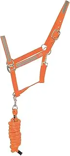 HyVIZ Reflector Head Collar and Lead Rope (UK Size: Pony) (Orange)