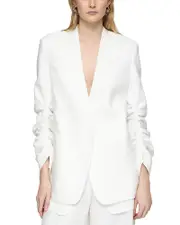 Lafayette 148 New York Linen Ruched Sleeve Blazer