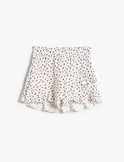 [Koton] Girls's Mini Skort Flower Printed Envelop Ruffle Textured Shorts
