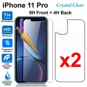 x2 Tempered Glass 9H screen protector for Apple iPhone 11 PRO Front + Film Back