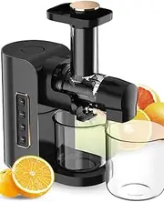 Juicer Machine, Slow Juicer Masticating Machine, Cold Press Juicer Reverse Function with Quiet Motor, Juice Extractor with 2 Cups and Brush for Fresh& Healthy Fruits and Vegetables