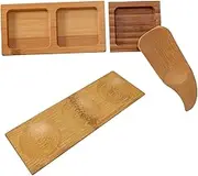 TIDTALEO 4 Pcs Wooden Sauce Dishes Condiment Bowls for Soy Sauce and Appetizers Natural with Three and Two Plates