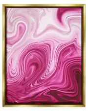 Pink Marble Abstract Swirls Framed Floater Canvas Wall Art by Martina Pavlova