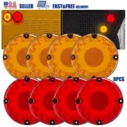 8pcs Amber Red 7" Round LED Trailer Truck Bus Tail Lights Stop Turn Signals DRL (for: Volkswagen)