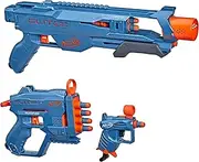 NERF Elite 2.0 Loadout 3-Blaster Pack, Includes Technician DS-2 Blaster, Quadfire QS-4 Blaster, Ace SD-1 Blaster, 14 NERF Elite Darts,Multicolor,F4178