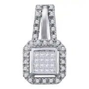 14k White Gold Princess Diamond Fashion Pendant 1/4 Cttw