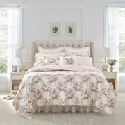 Laura Ashley Joyce Printed Queen/King Coverlet Set-Peach Bellini