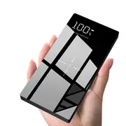 Glass Screen Qi Wireless Charger Power Bank 20000mAh USB LED Battery Charger