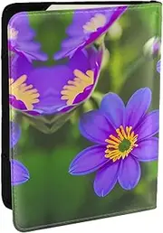[GaxfjRu] Blooming Flowers Print Leather Passport Holder Covers Case, Waterproof Travel Wallet Passport Holder for Women Men, Black, One Size