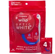 Optic White Wisp Disposable Mini Toothbrush, Cool Mint 24 Count (Pack of 4)