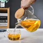 Clear Glass Teapot Heat Resistant Infuser Coffee Tea Pot With Spout Stove Top