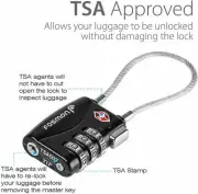 Approved Luggage Locks, 3 Digit Combination Padlock Codes with Alloy Travel Gym