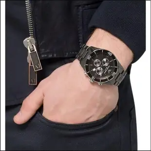 現貨直出 歐美購實拍 ARMANI 阿瑪尼 阿曼尼男錶AR1421 男錶AR1424 黑色陶瓷錶帶三眼計時腕錶 送調表器 明星大牌同款