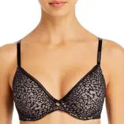 Calvin Klein Seductive Comfort Running Leopard Demi Bra QF5390 Black Size 44C