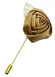Bronze Brown Gold Metal Petal Flower Mens Prom Suit Lapel Pin Brooch Corsage UK
