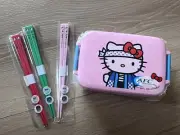 Hello Kitty AFC Sushi Bento Lunch Box Chop Sticks Sanrio