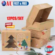 12 Pcs Christmas Cookie Gift Boxes Favors Boxes ClKCr Window Kraft Paper Box QT