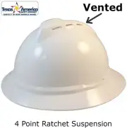MSA Advance Full Brim Vented Hard hat with 4 pt Ratchet Suspension - White
