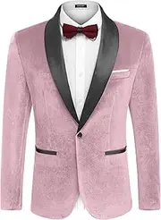 [COOFANDY] Men's Velvet Tuxedo Slim Fit Shawl Lapel Suit Jacket One Button Blazer for Dinner Prom Wedding