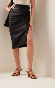 [Subtle Studios] Asymmetric Draped Linen Skirt