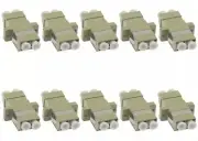 10 PCS LC to LC UPC Duplex Multi-mode Flange Fiber Optic Adapter Connector Beige