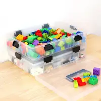 在飛比找蝦皮商城精選優惠-LEGO樂高收納盒 透明多層格裝收納盒 兒童玩具積木大小顆粒