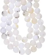 [Jaipur Gems Mart] AAA Natural 1 Strand White Opal Gemstone Beads for Jewelry Making |8 mm Round Beads | Round Loose Beads |15" Strand | Bracelet Necklace Making Ball Beads, Gemstone, White Opal