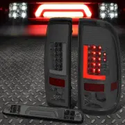 FOR 08-16 FORD SUPER DUTY LED L-BAR TAIL LIGHT+3D THIRD BRAKE/CARGO LAMP TINTED