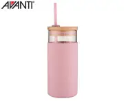 Avanti 500mL Glass Smoothie Traveller Tumbler w/ Straw - Pink