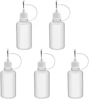 Needle Tip Bottles, 5 Pcs 30ML/1OZ Squeeze Plastic Bottle Dispensing Needle Sealing Cap Liquid Dispenser Bottle for DIY Quilling Tool (A)