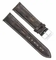 18MM ITALIAN LEATHER WATCH STRAP FOR BREITLING PILOT DARK BROWN WHITE STITCHING