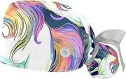[YTYVAGT] 2-Pc,Gourd-Shaped Working Cap,Fisherman Hat with Buttons and Cotton Sweatband,Vintage Style with Unicorns