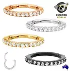 2Pcs Surgical Steel Gem Hinged Segment Septum Tragus Nose Ring Sleeper Earrings