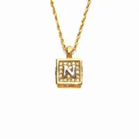 在飛比找蝦皮購物優惠-Nina Ricci 標誌骰子立方體水鑽金色項鍊 日本直送 