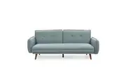 Design Square Designer Modern 3-Seater Fabric Lounge Couch Sofa Bed - Light Blue