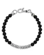 John Varvatos Sterling Silver Simit Lava Stone Beaded Bracelet