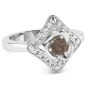 Rose Love Smoky Quartz Diamond Ring In 14k Gold
